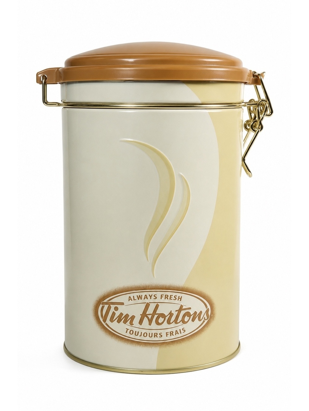 Limited Edition Tim Hortons Coffee Canister Metal Storage Tin Clamp Lid #006